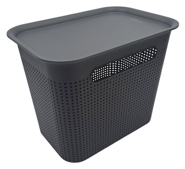 Rotho Úložný box s vekom a s držadlami BRISEN 7l, 26x18x21cm, čierny