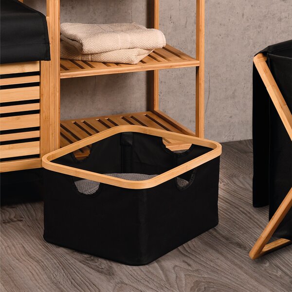 Kesper Úložný box bez veka čierny polyester bambus 54 x 26 x 37 cm