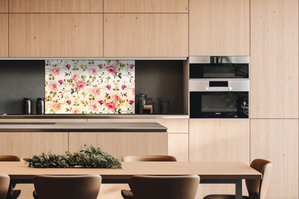 DIMEX | Plexisklo za kuchynskú linku PGT-10060-177 | 100 x 60 cm Ružičky