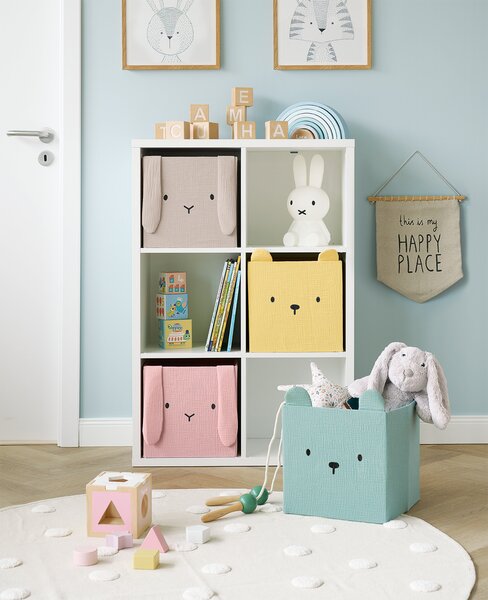Zeller Present Úložné boxy na hračky, štvorcový tvar MUŠELÍN, béžová, 28x28x28