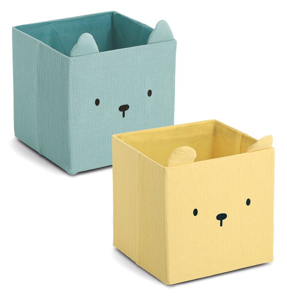 Zeller Present Úložné boxy na hračky, štvorcový tvar MUŠELÍN, žltá, 28x28x28