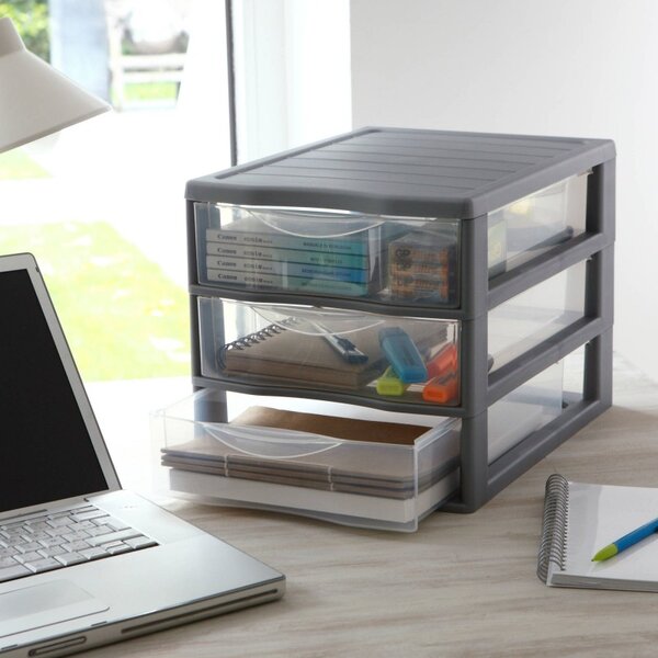 SUNDIS Úložný box s 3 zásuvkami, antracit, OFFICEMIX A4 3A