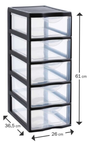 SUNDIS Úložný box s 5 vyššími zásuvkami, antracit, OFFICEMIX