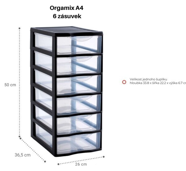 SUNDIS Úložný box so 6 zásuvkami, antracitová farba, OFFICEMIX