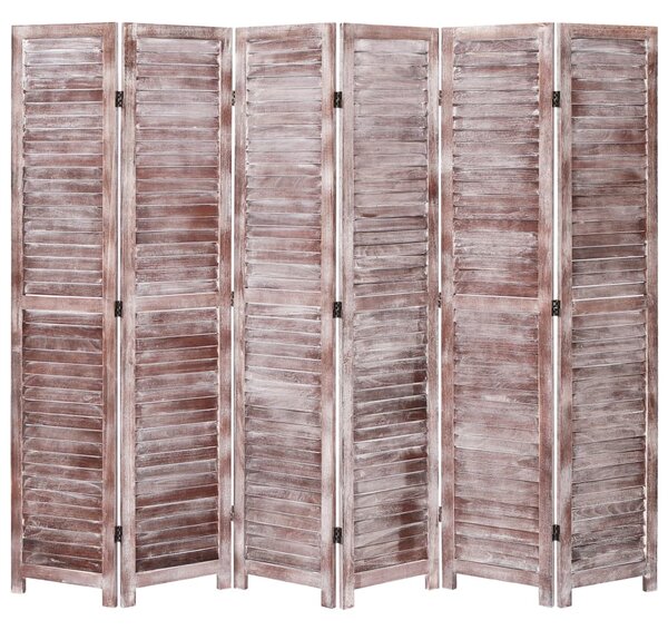 6-panelový paraván hnedý 210x165 cm drevený