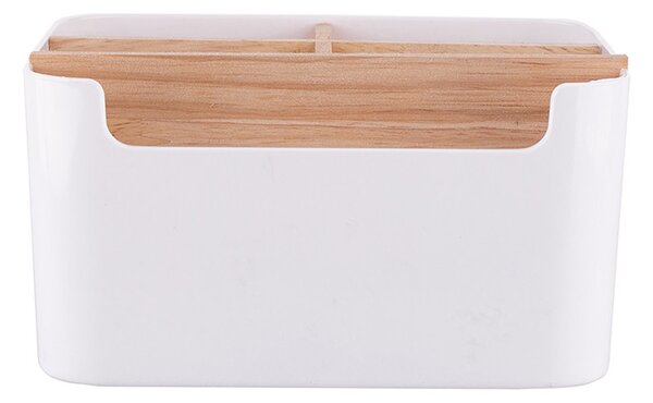 ALTOM Organizér s bambusovými prepážkami, biely OWELEK, 18x14x10