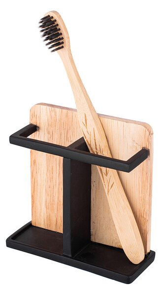 ALTOM Držiak na zubné kefky a pastu, minimalistický stojan drevo+kov