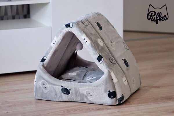 Kukaňa so strieškou a hračkou - MIMI sivá so vzorom 42cm, Trixie