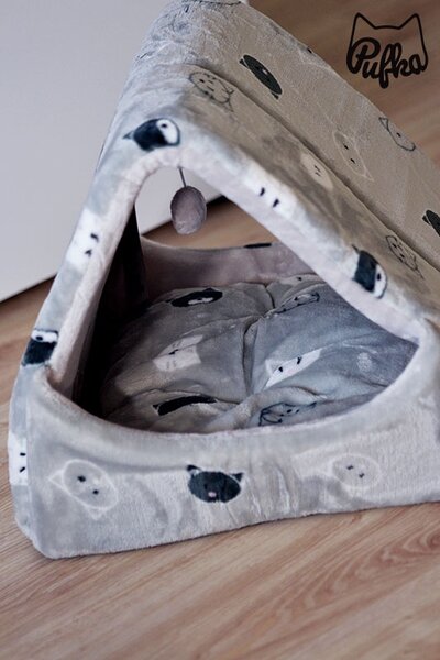 Kukaňa so strieškou a hračkou - MIMI sivá so vzorom 42cm, Trixie