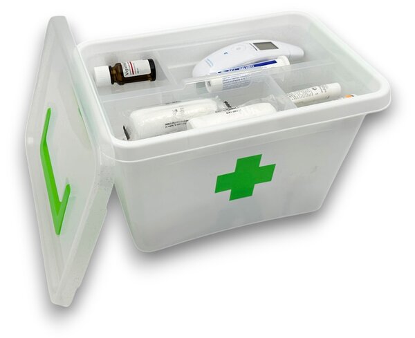 ALTOM Lekárnička, úložný box na lieky s vnoreným organizérom, 2v1, s rúčkou, antibakteriálna, 6,5 l