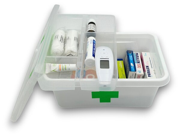 ALTOM Lekárnička, úložný box na lieky s vnoreným organizérom, 2v1, s rúčkou, antibakteriálna, 4.5l