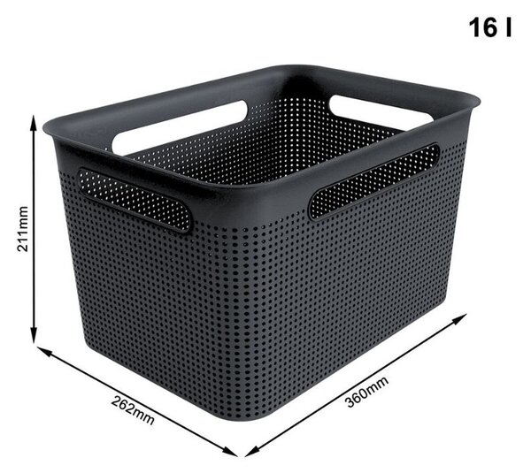 Rotho Úložný box s rúčkami BRISEN 16l, 36x26,2x21cm, čierny