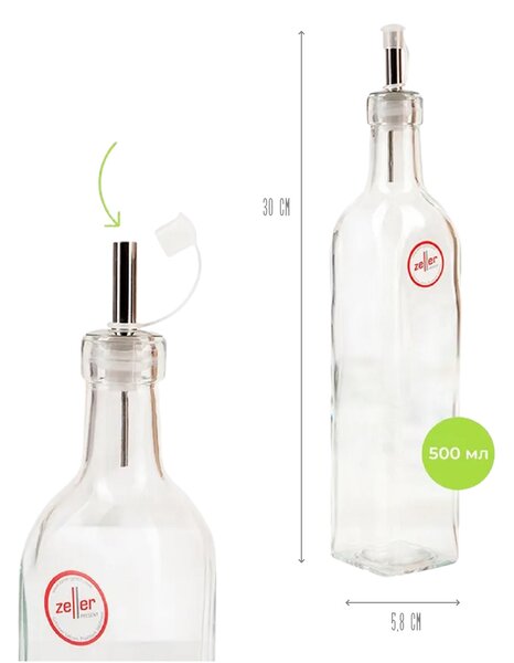 Zeller Present Súprava fliaš na olej a ocot 500ml+270ml so štítkami, Zeller