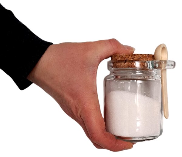 Zeller Present Sklenená dóza s korkovým uzáverom a lyžičkou, 240ml CUKŘENKA
