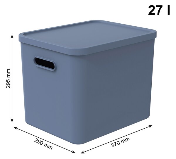 Rotho Úložný box, rovný s vekom, 27l, modrá ALBU LIGHT, 37x29x30