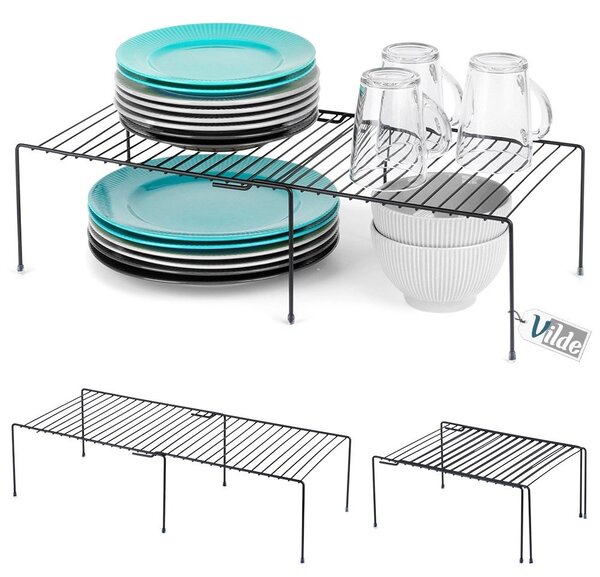 VILDE Prídavná polica, roztiahnuteľná, nastaviteľná šírka 35 - 48cm, čierna EXTENSIBLE