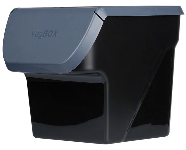 VILDE Sada 2ks úložných boxov VEGBOX na zemiaky a zeleninu s vetraním, VEGBOX čierny+sivý (14l )