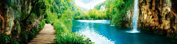 DIMEX | Plexisklo za kuchynskú linku PGT-24060-034 | 240 x 60 cm Relax v lese