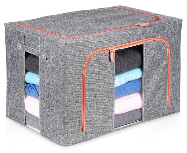 VILDE Látkový pevný box na uskladnenie textilu, sivý PILLOW 60 x 42 x 40 cm (100l)