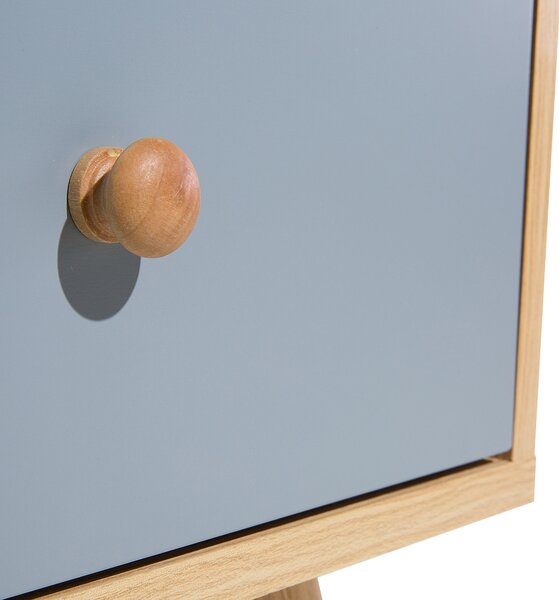 Nočný stolík svetlé drevo farba sivá drevotrieska MDF doska guma drevo guma drevo 45 x 40 x 30 cm moderná štýlová 1 zásuvková spálňa