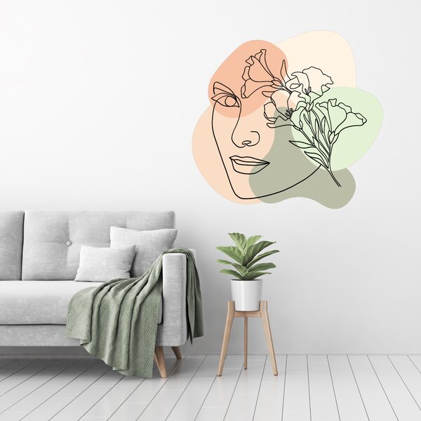 97x91cm Ženská tvár - textilná nálepka na stenu