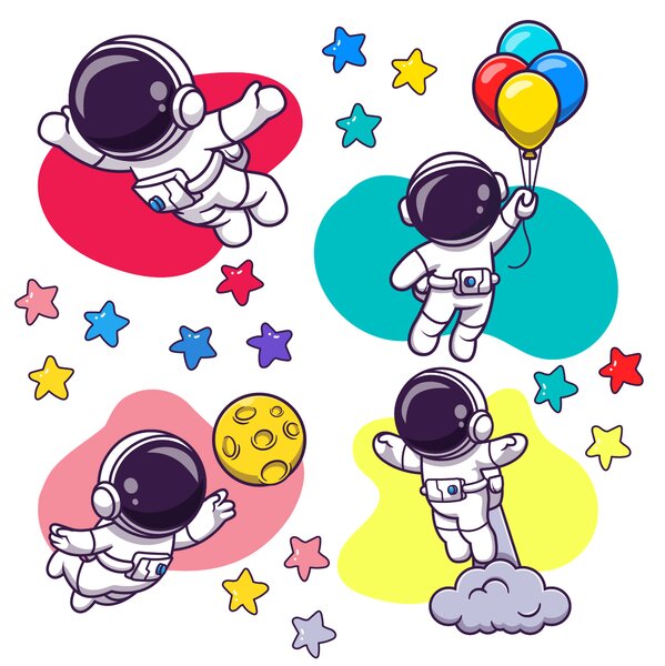 PIPPER. Textilná nálepka na stenu "Farební astronauti"