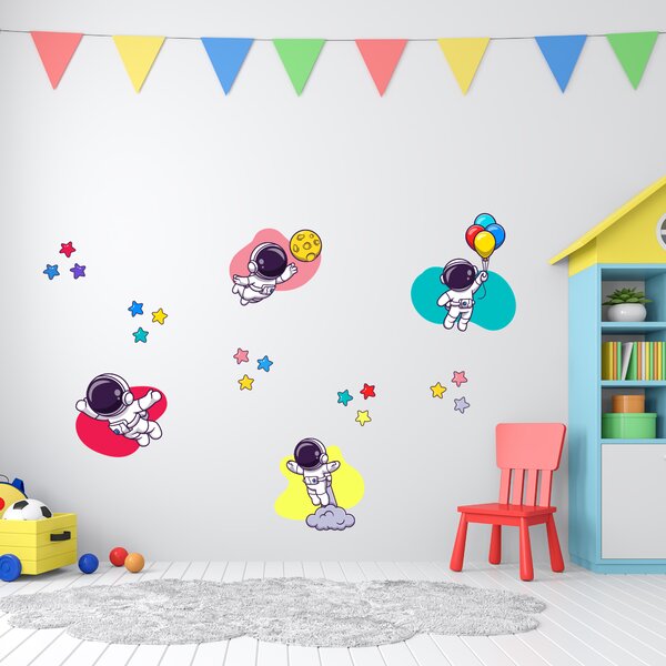 PIPPER. Textilná nálepka na stenu "Farební astronauti"