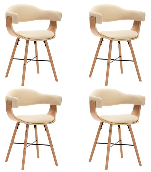 Jedálenské stoličky 4 ks, krémové, umelá koža a ohýbané drevo