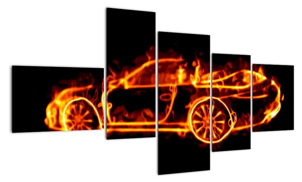 Obraz horiaceho auta (Obraz 150x85cm)