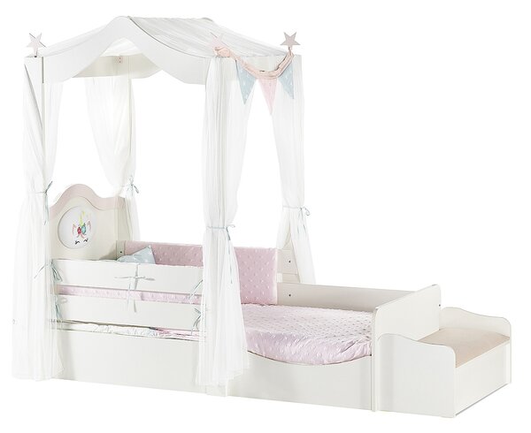 Detská posteľ s taburetom Sunbow - béžová/ružová