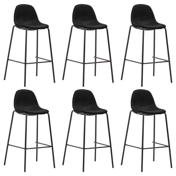 Barové stoličky 6 ks, čierne, látka