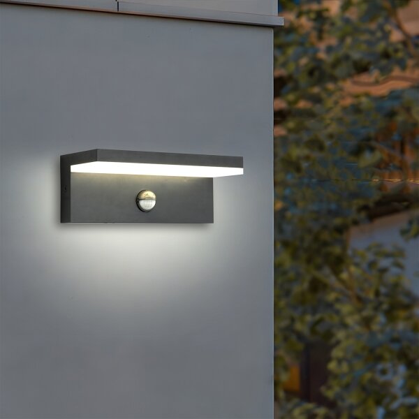Brilagi-LED Vonkajšie nástenné svietidlo so senzorom TESSI LED/10W/230V antracit IP54