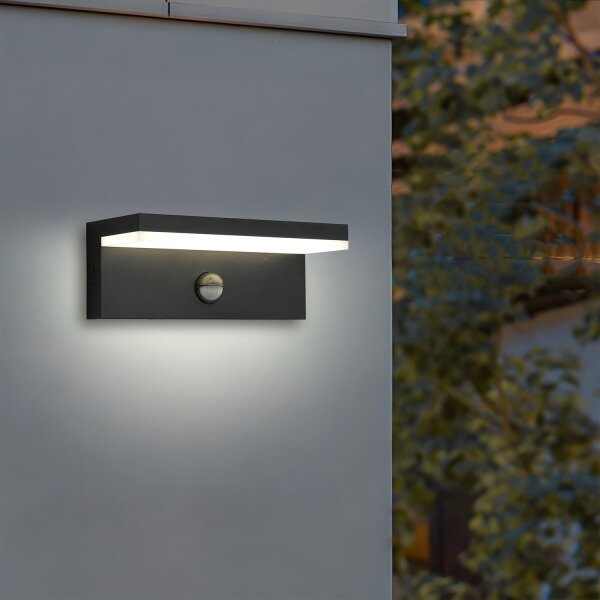 Brilagi-LED Vonkajšie nástenné svietidlo so senzorom TESSI LED/10W/230V čierna IP54