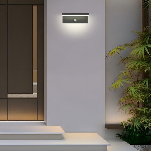 Brilagi-LED Vonkajšie nástenné svietidlo so senzorom TESSI LED/10W/230V antracit IP54