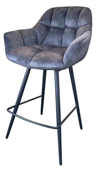 Dizajnová barová otočná stolička Vallerina sivý zamat