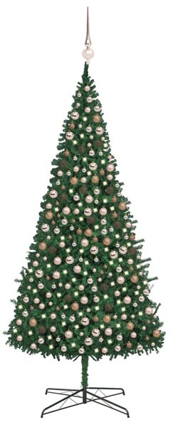 Osvetlený umelý vianočný stromček s guľami, LED 400 cm, zelený