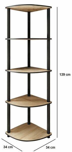 Regál Corner Oak, 5 polic