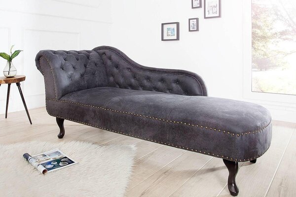 Leňoška Chesterfield sivá Antik