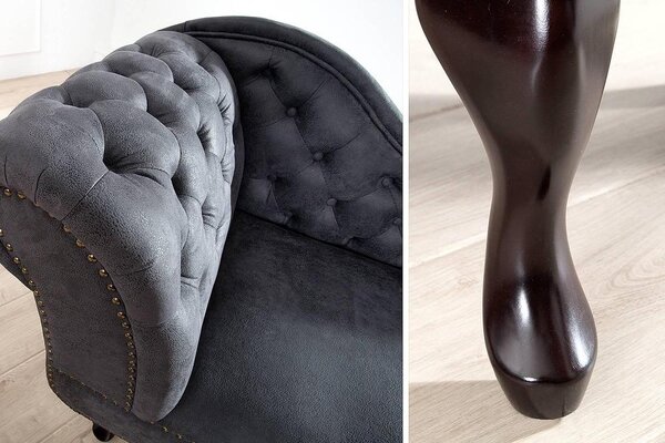 Leňoška Chesterfield sivá Antik