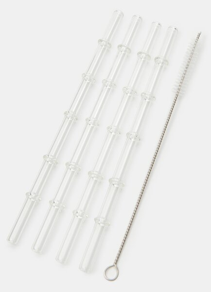 Sinsay - Sada sklenených slamiek s čistiacou kefkou 5 pack - clear
