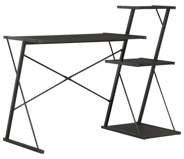 Stôl s poličkami, čierny 116x50x93 cm