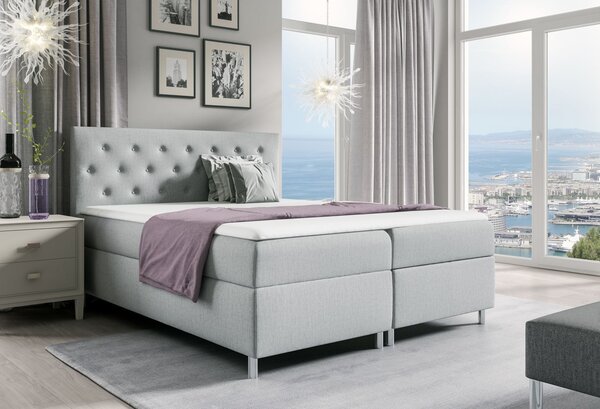 Boxspringová posteľ LILIAN - 120x200, šedá + topper ZDARMA