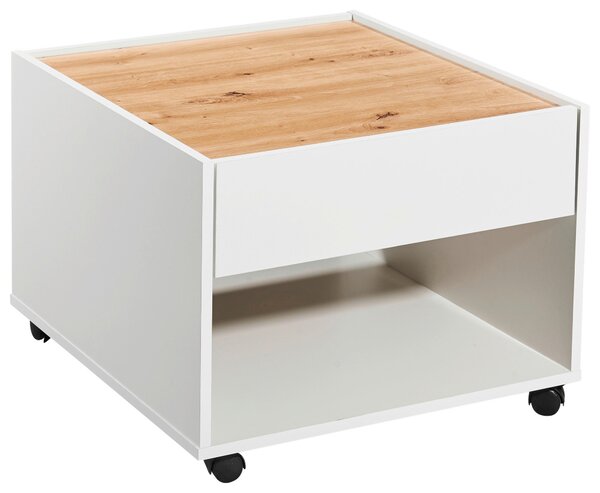 KONFERENČNÝ STOLÍK, biela, dub artisan, kompozitné drevo, 60/60/45 cm Boxxx - Stolíky do obývačky, Online Only