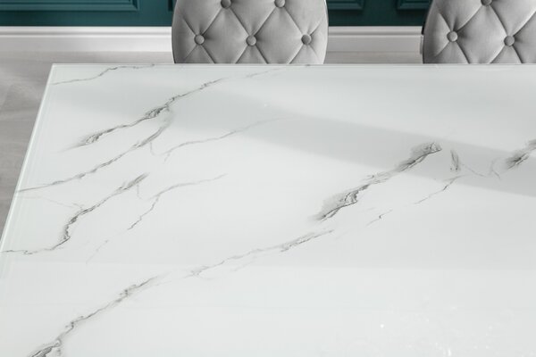 Dizajnový jedálenský stôl Rococo 200 cm strieborný - mramor