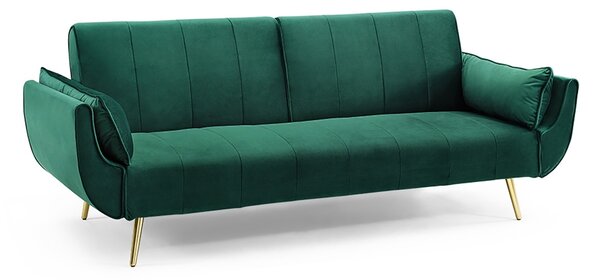 Rozkladacia sedačka Amiyah 215 cm smaragdovozelený zamat
