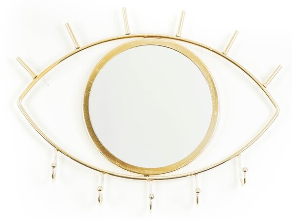 Kovové zrkadlo s háčikmi "Eye ", Gold
