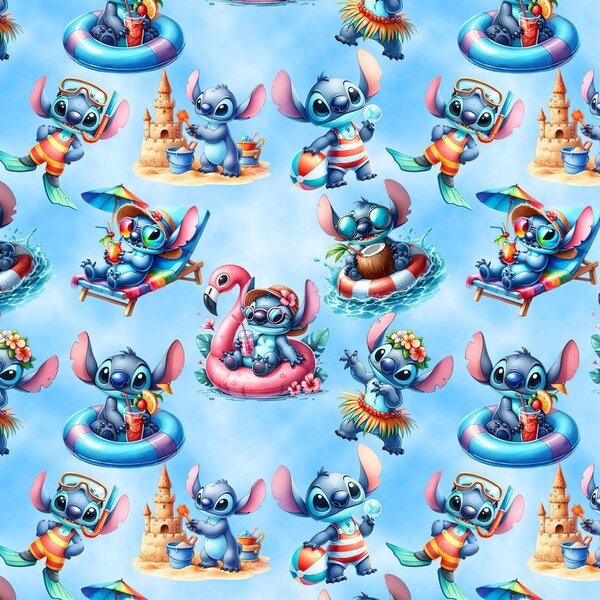 Metráž Teplákovina digital - Lilo a Stitch leto