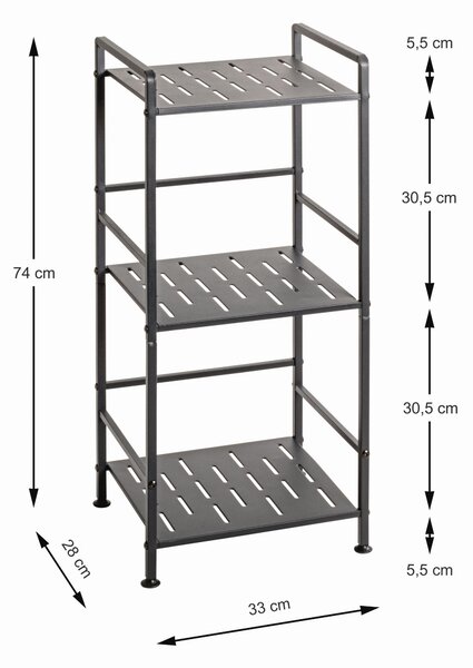 REGÁL, antracitová, oceľ, 33/74/28 cm - Online Only drobný nábytok, Online Only