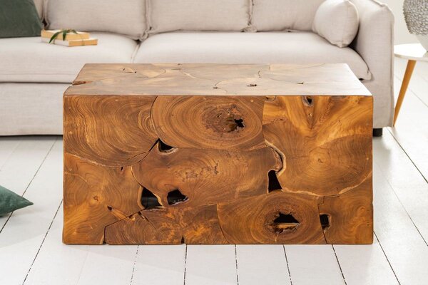 Dizajnový konferenčný stolík Junk 90 cm teak