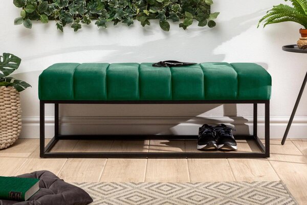 Dizajnová lavica Halle 110 cm zamat - smaragdová zelená